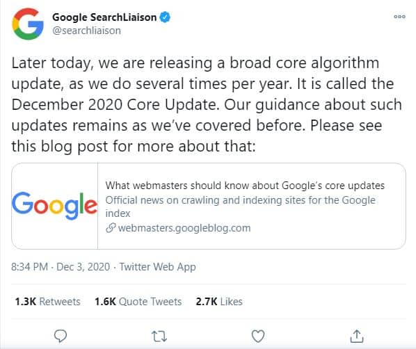 google core update 2020